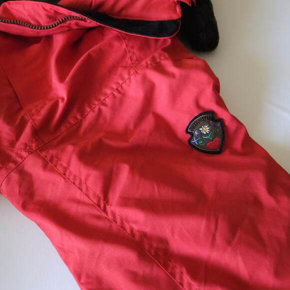 VTG Obermeyer St Moritz Ski Suit Womens 8 Tall Red Zip Pocket Hooded Snowboard - Picture 15 of 16